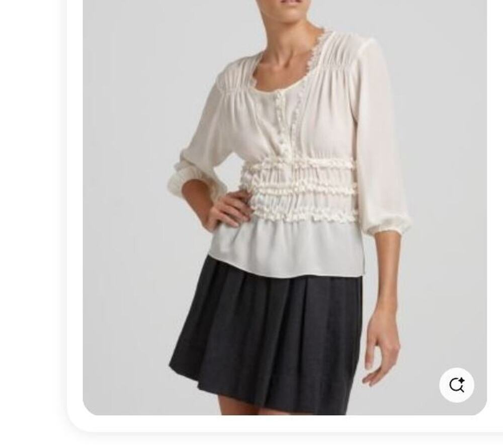 Nanette Lepore Cream Lace Ruffles Silk Flirtatious Blouse Size 4 made in USA